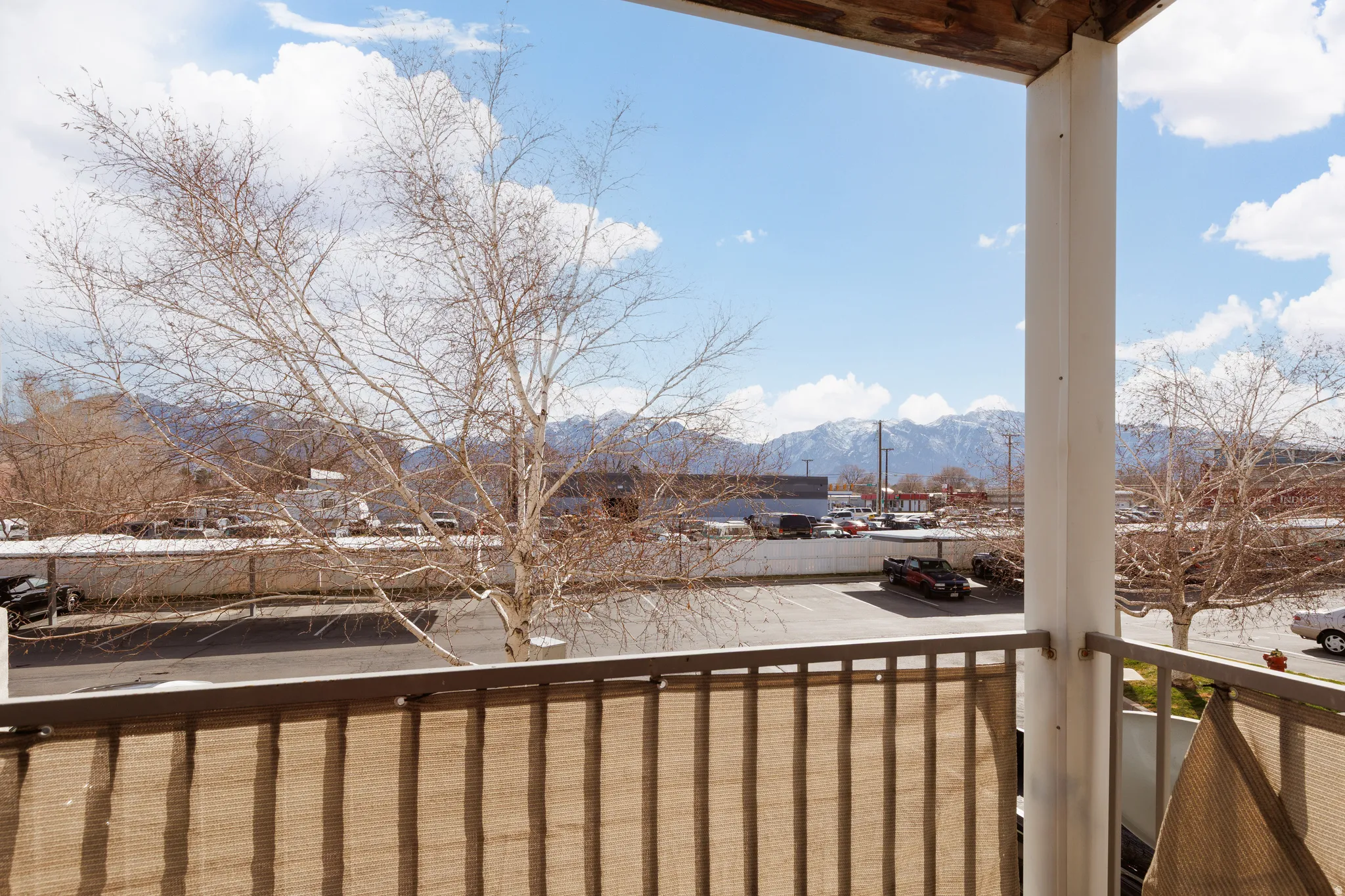 Balcony with a mountain view