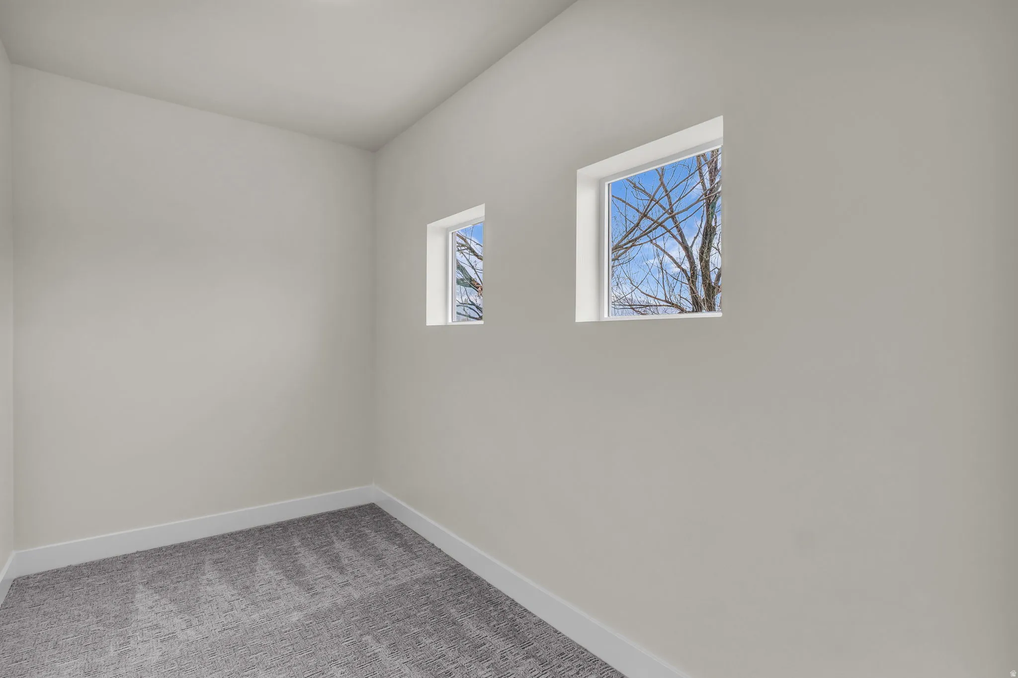 Carpeted spare room featuring baseboards