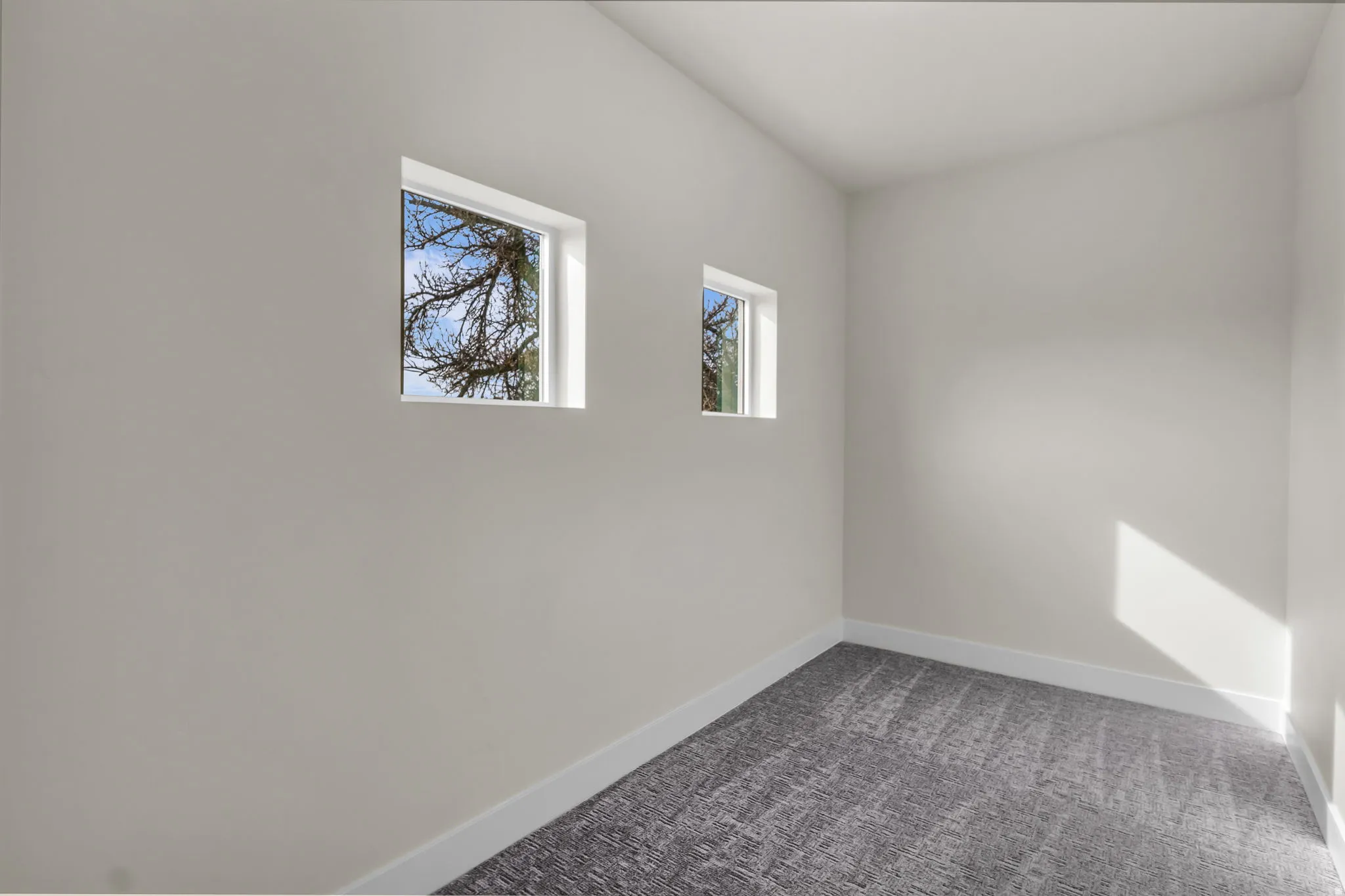 Carpeted empty room with baseboards