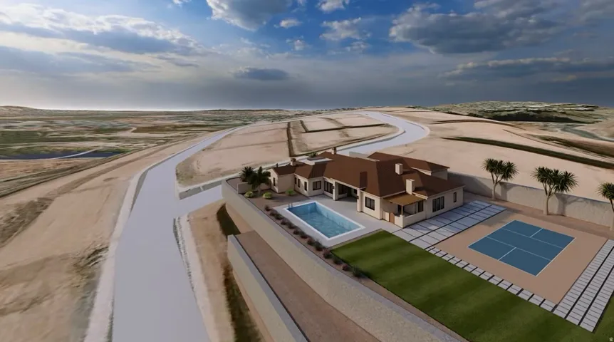Bird's eye view of a pool area
