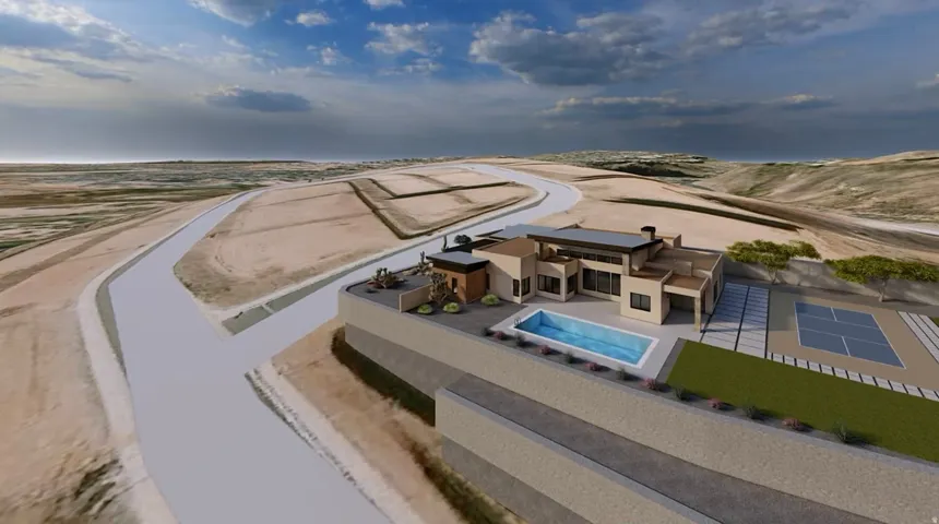 View of subject property featuring a pool