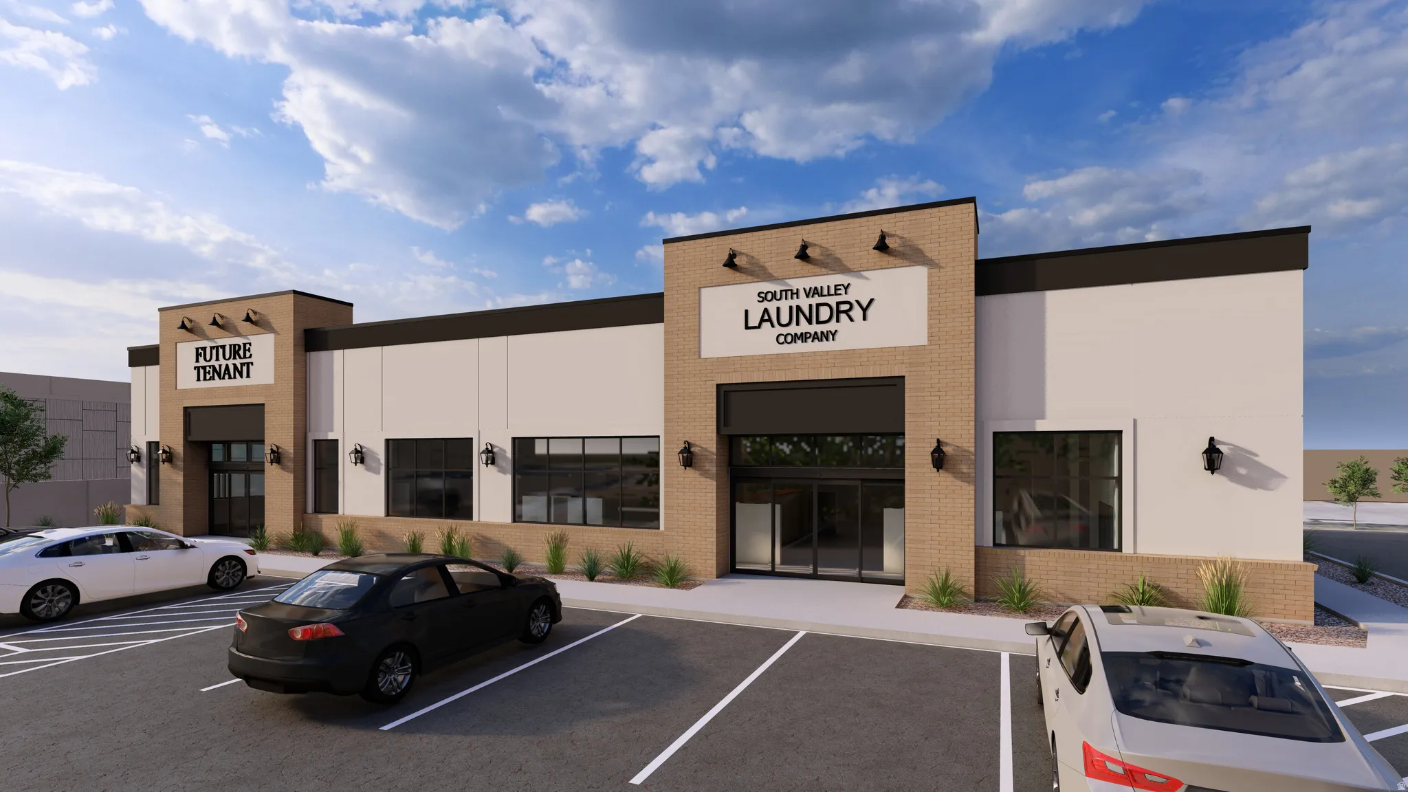 View of commercial property with uncovered parking