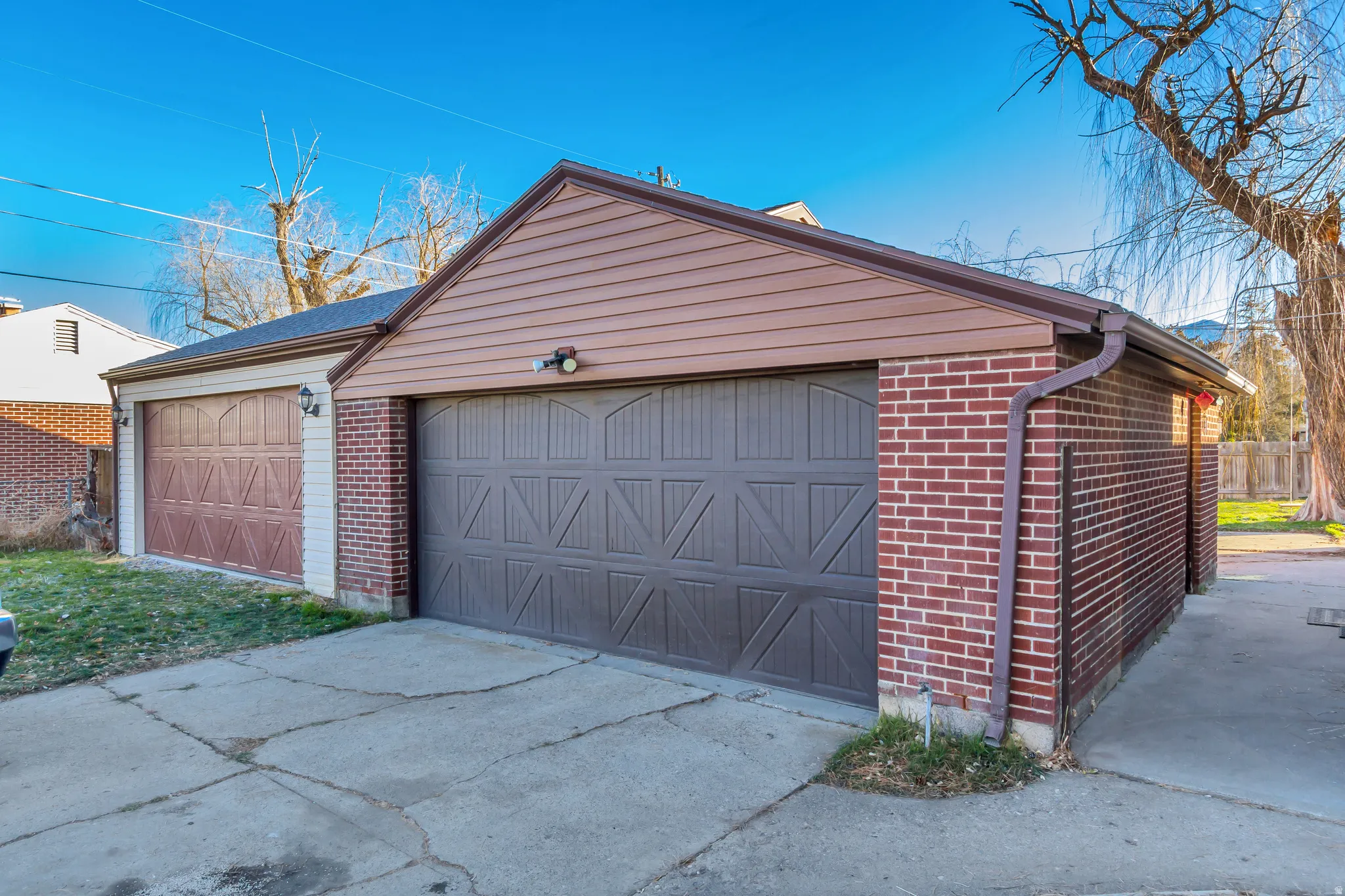 View of detached garage