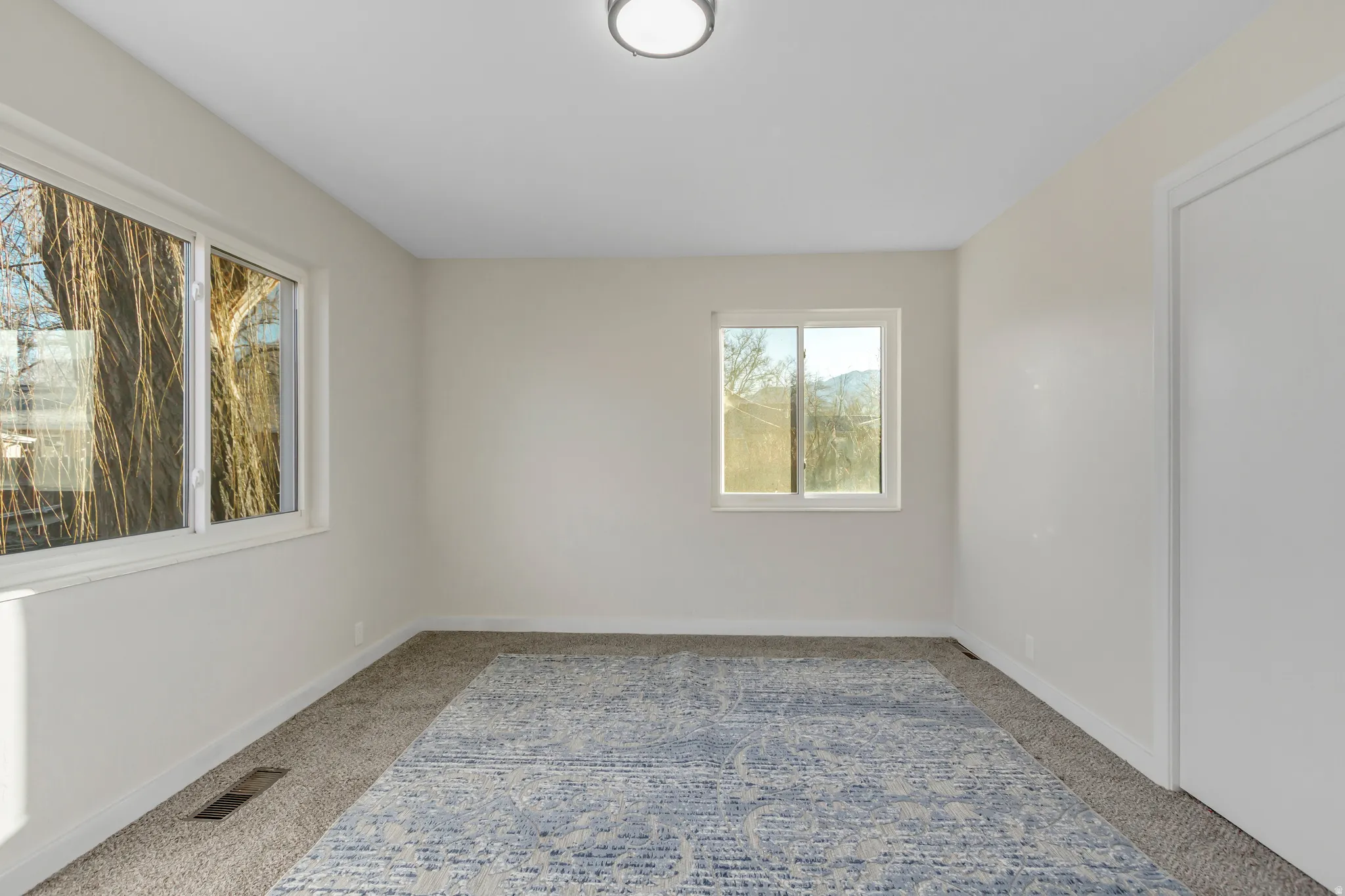 Carpeted empty room with baseboards