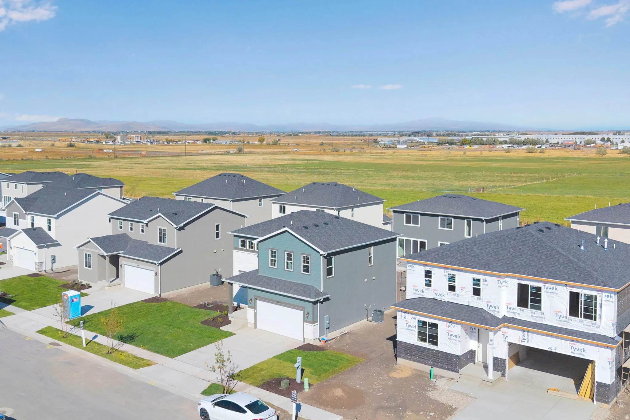 Aerial view of residential area