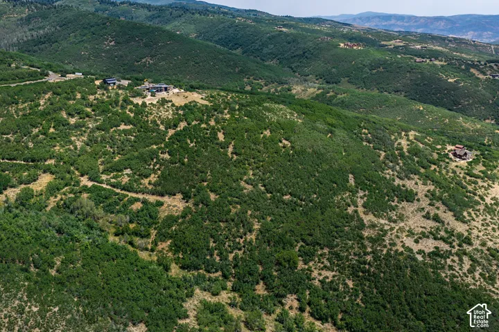 Extensive hillside property featuring a prominent structure with multiple levels, surrounded by substantial natural vegetation