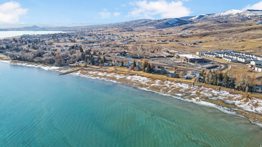 Drone / aerial view of a water and mountain view