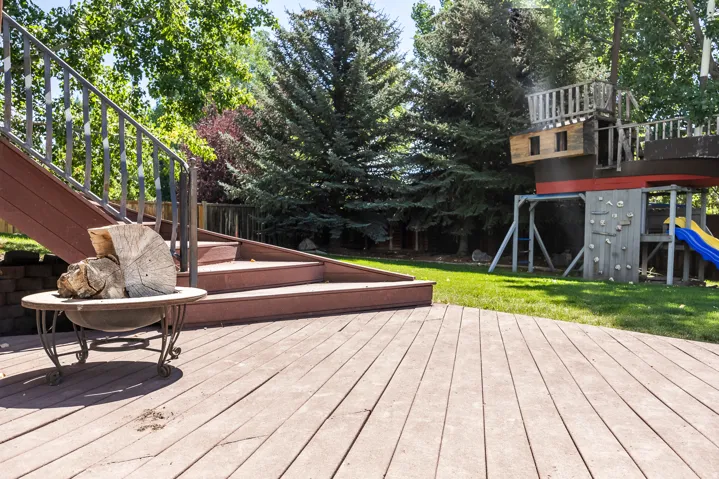 Wooden terrace with a playground