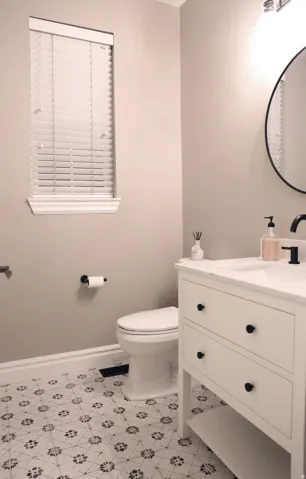 Bathroom with baseboards and vanity