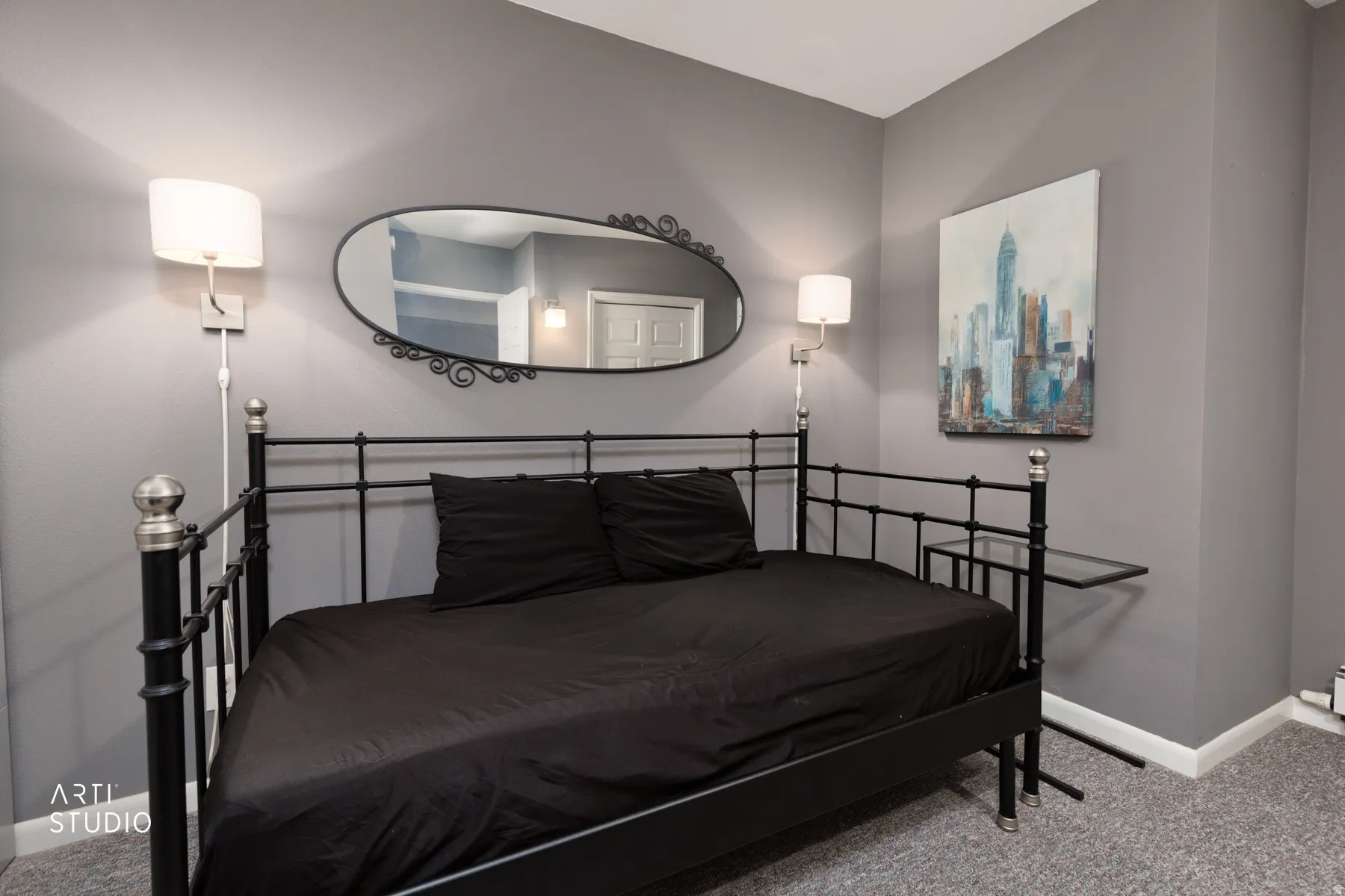 Bedroom featuring carpet floors