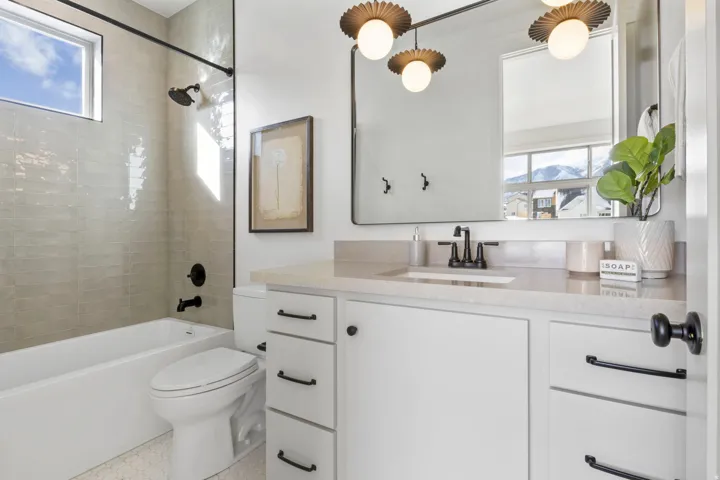 Full bathroom featuring vanity and bathtub / shower combination