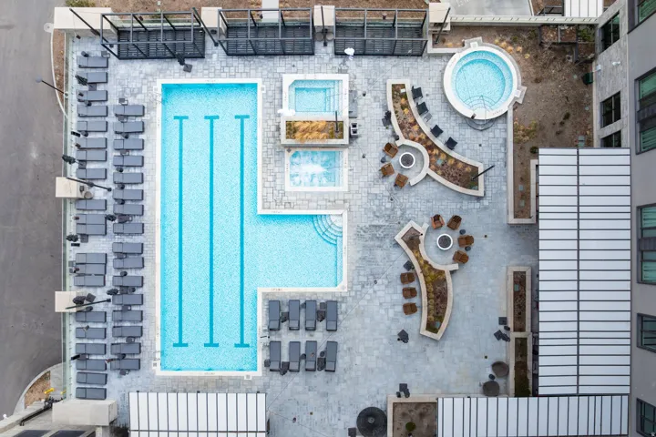Bird's eye view of a pool