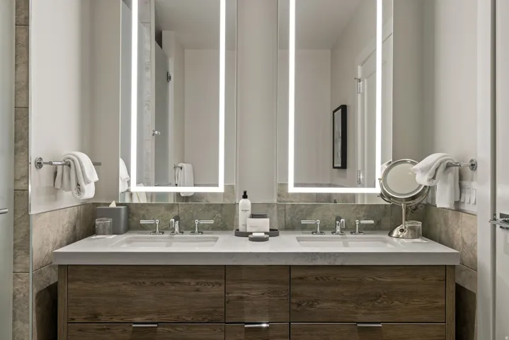 Full bathroom with double vanity