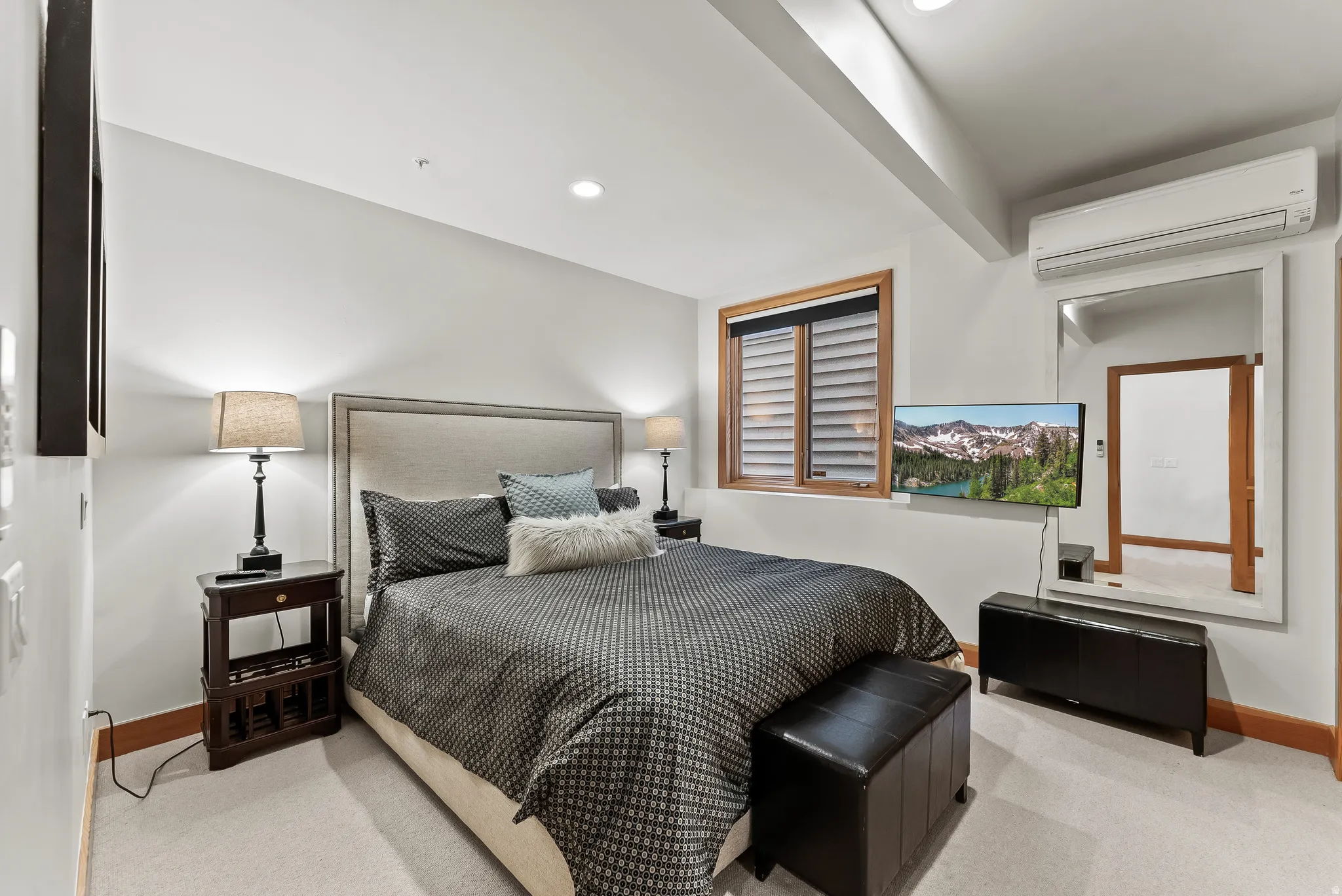 Bedroom featuring carpet and recessed lighting