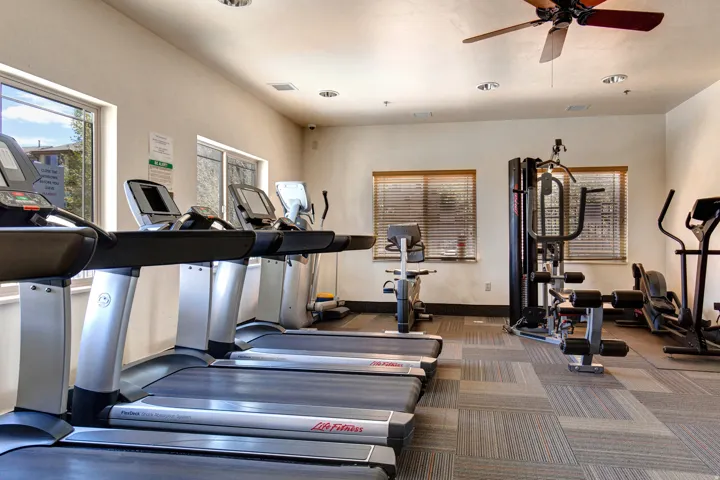 Gym with ceiling fan