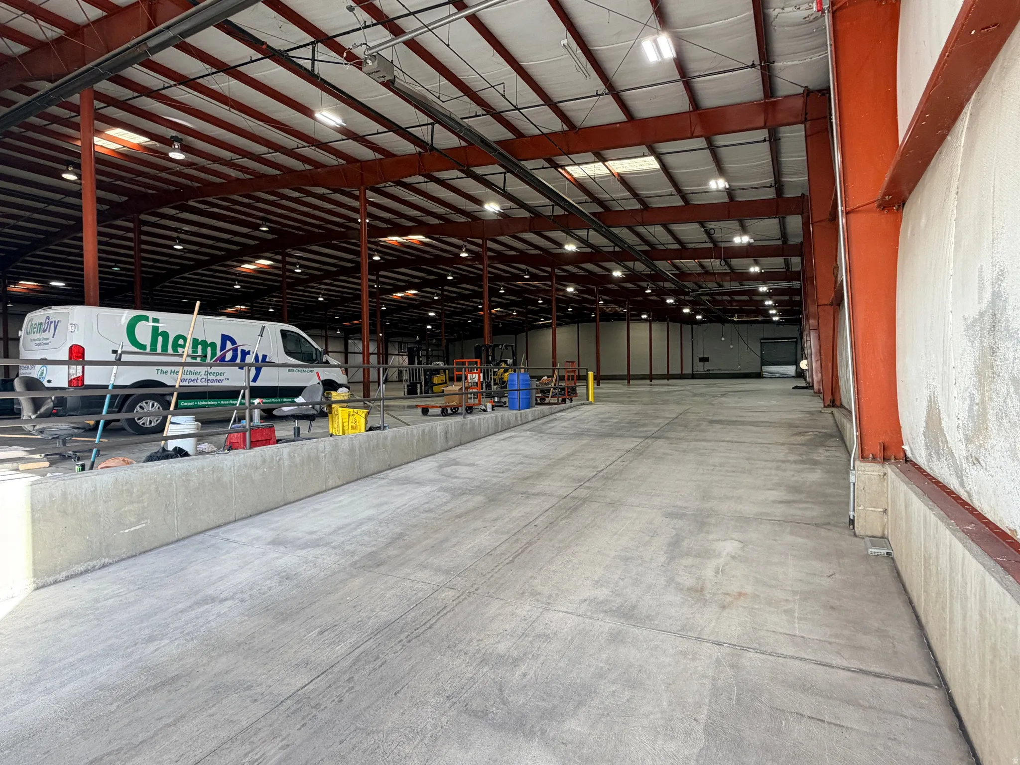 View of 43,000 SF warehouse with two truck docks