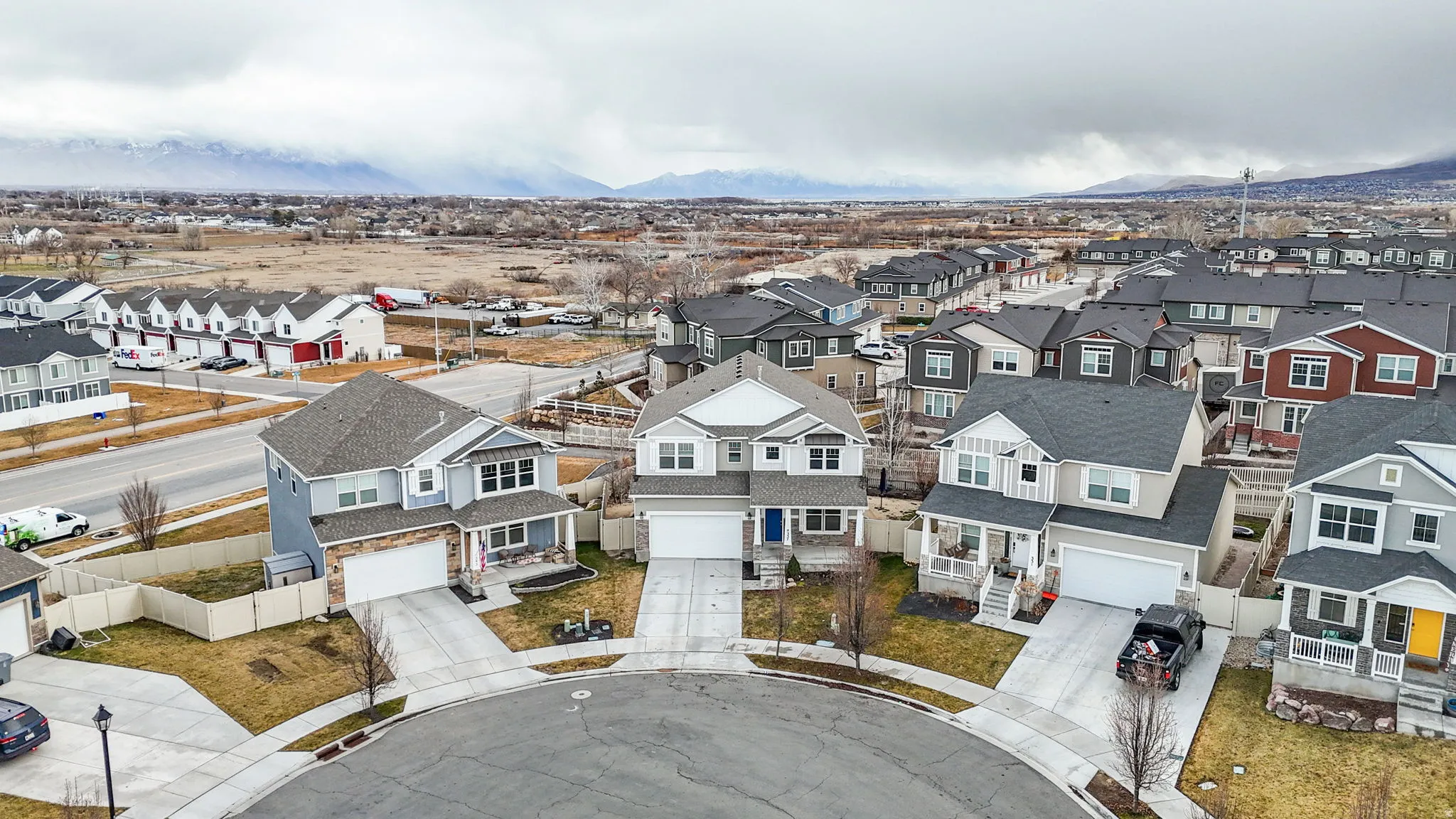 Aerial view of residential area
