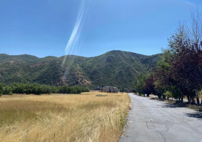 Mountain view with rural landscape