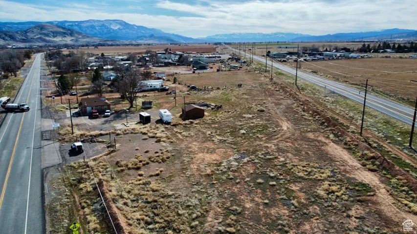 Aerial view of a mountainous background