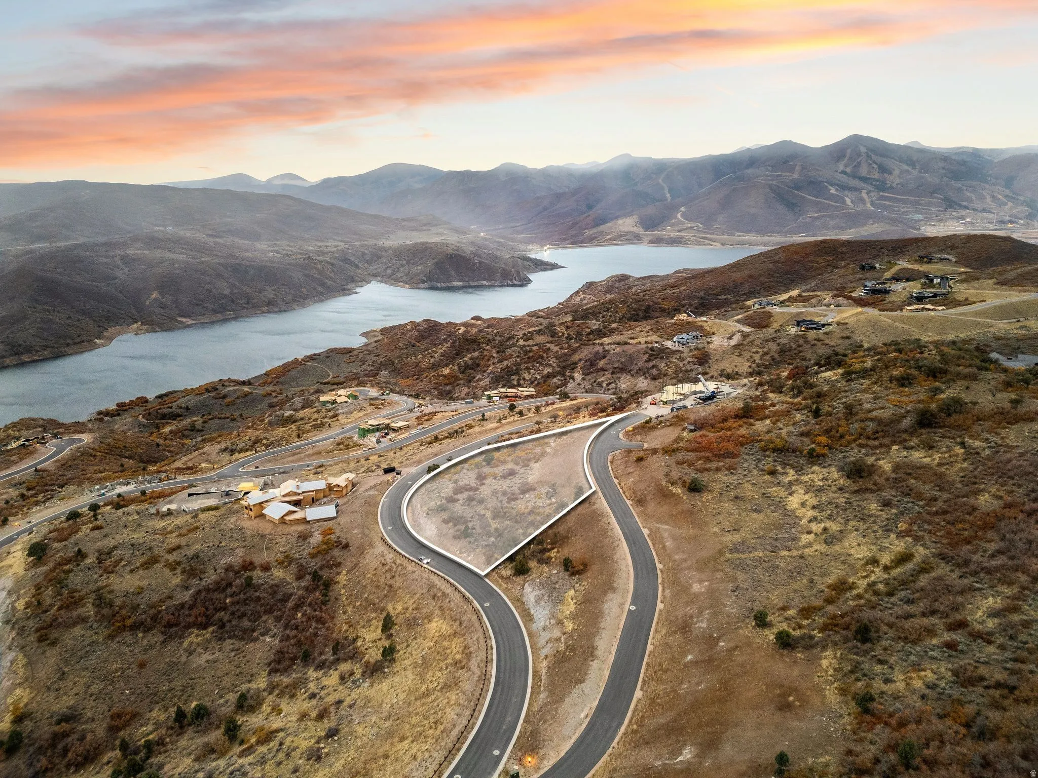 Aerial view of a water and mountain view