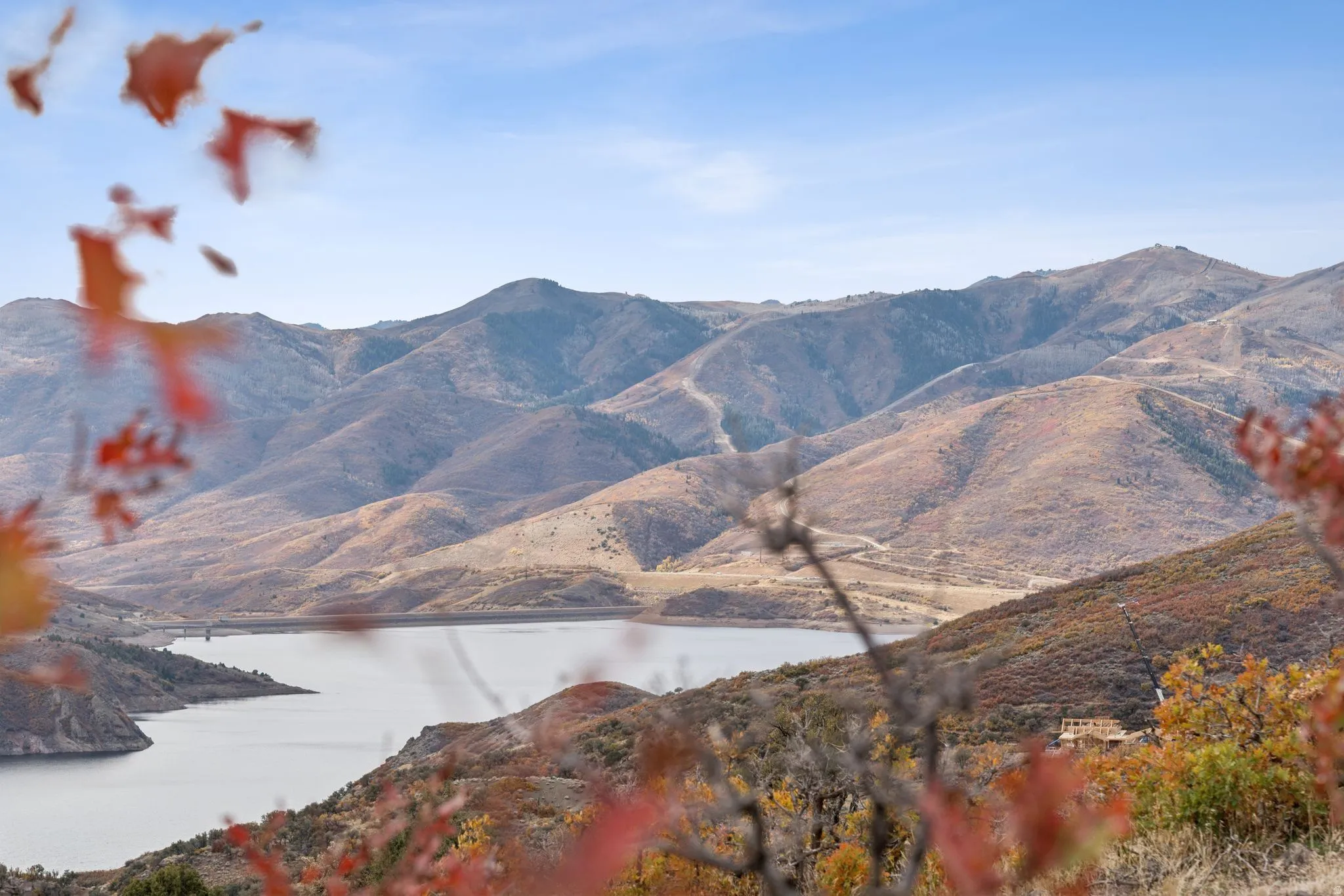 View of mountain background featuring a large body of water