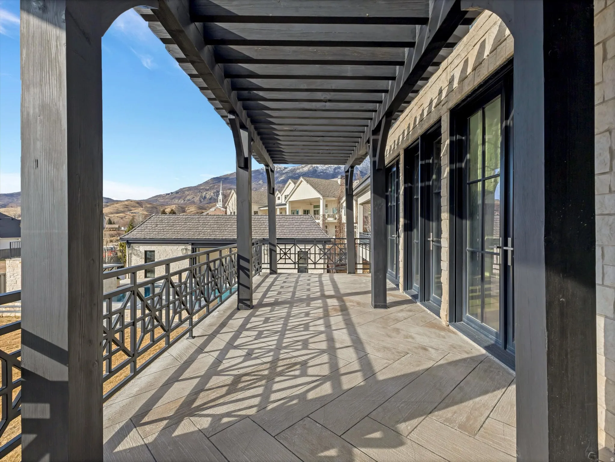 Balcony with a mountain view