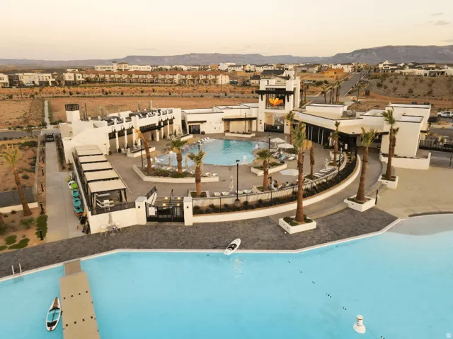 Community pool featuring a patio area