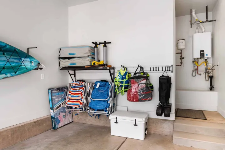 Garage featuring baseboards