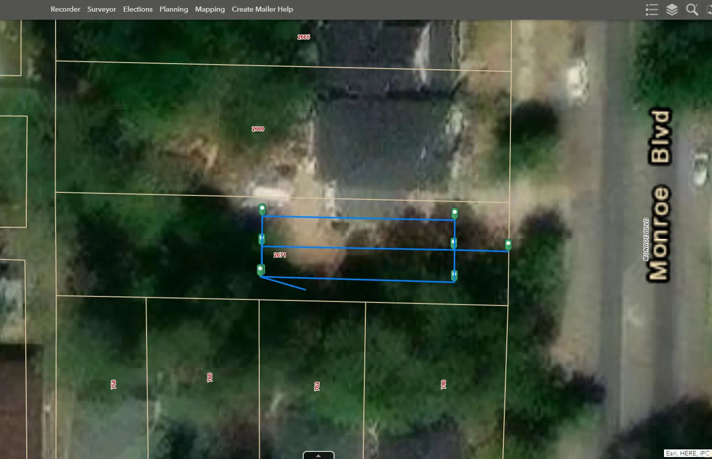 Aerial view of property's location