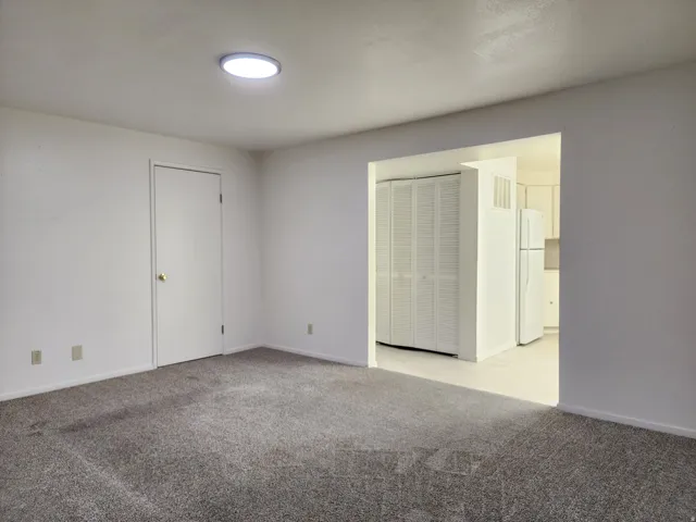 Living room with light carpet
