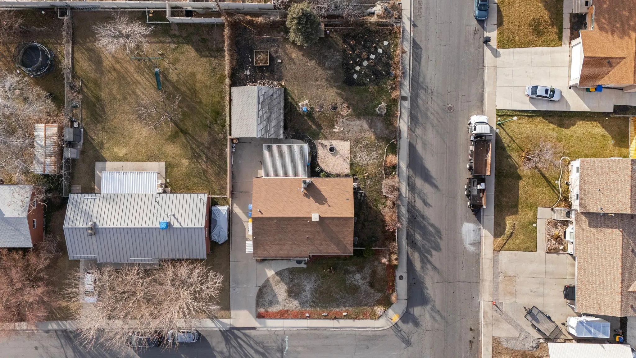 Aerial perspective of suburban area