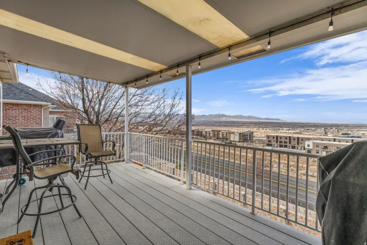 Wooden terrace with a mountain view