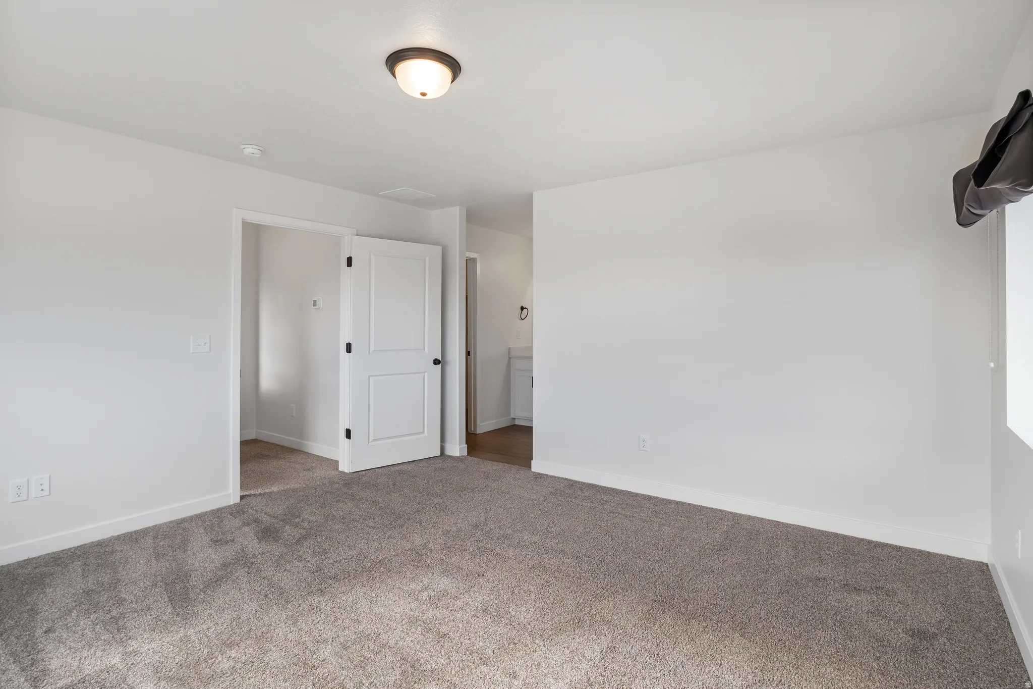 Carpeted empty room with baseboards