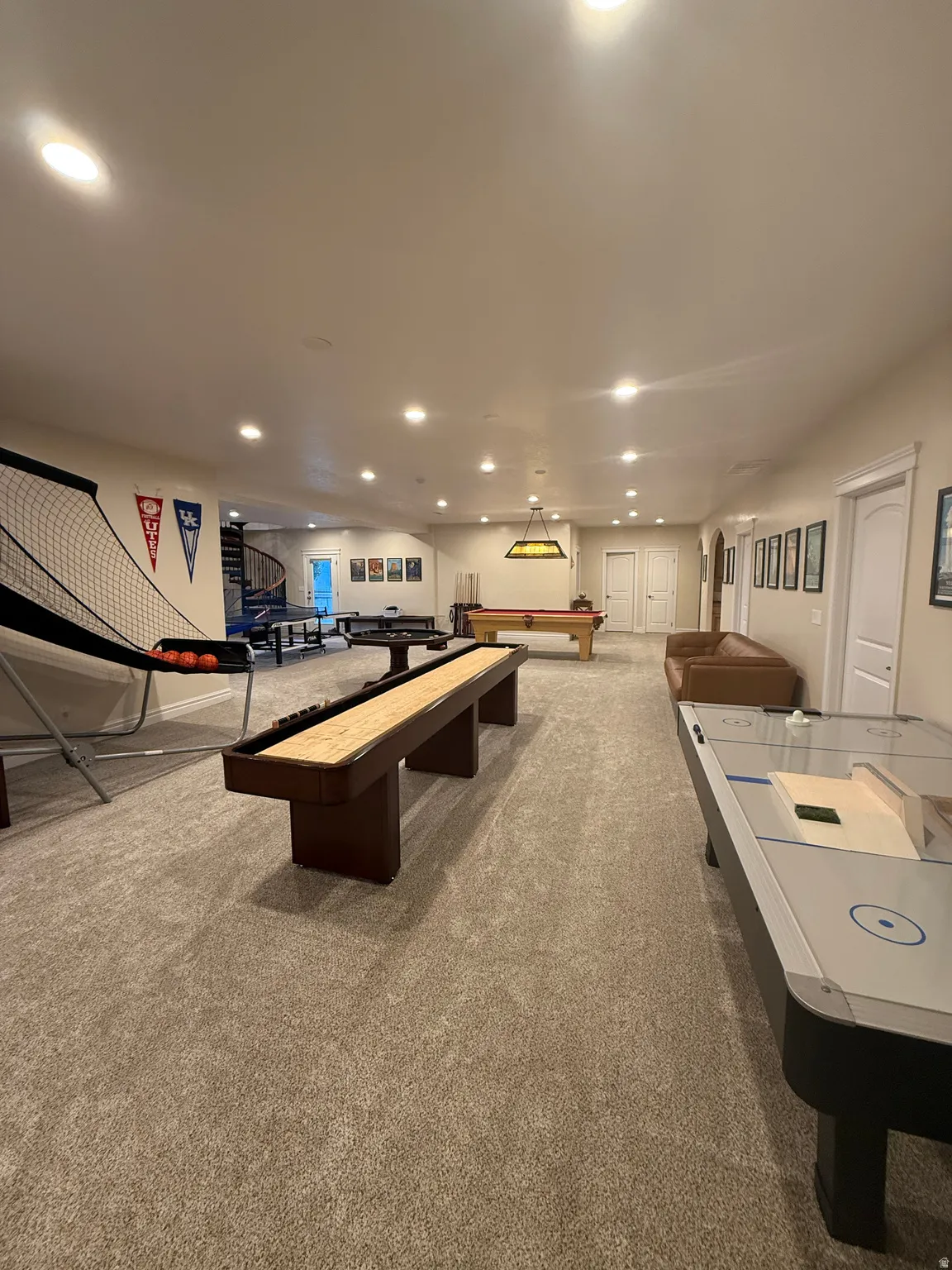 Game room featuring recessed lighting and billiards