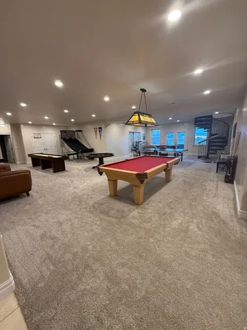 Recreation room featuring recessed lighting and pool table