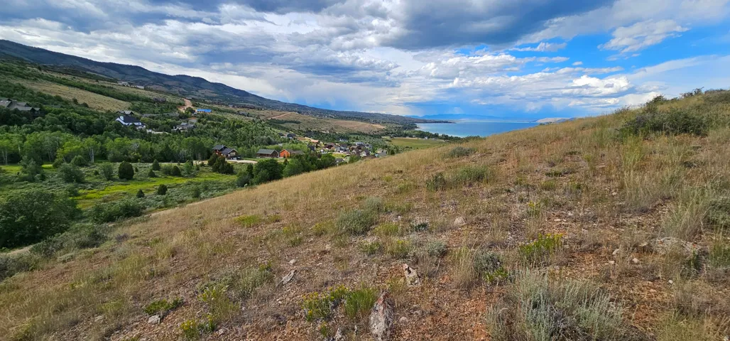 Expansive sloped terrain featuring natural grasses and distant water
