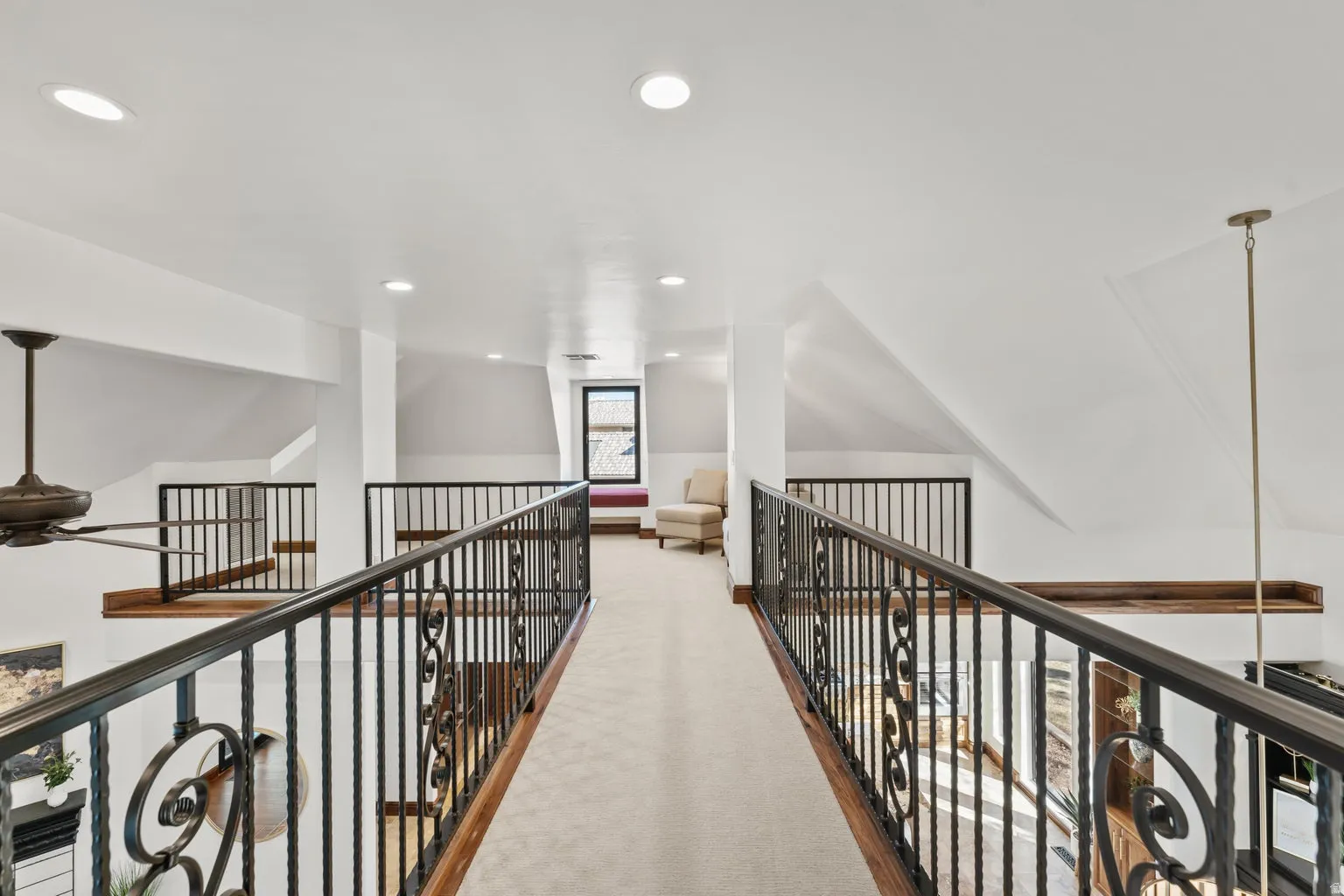 Bridge to 2nd Level Guest Suite and recessed lighting