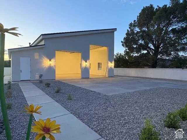 View of outdoor structure at dusk