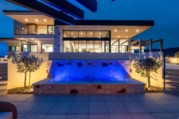 View of patio at night