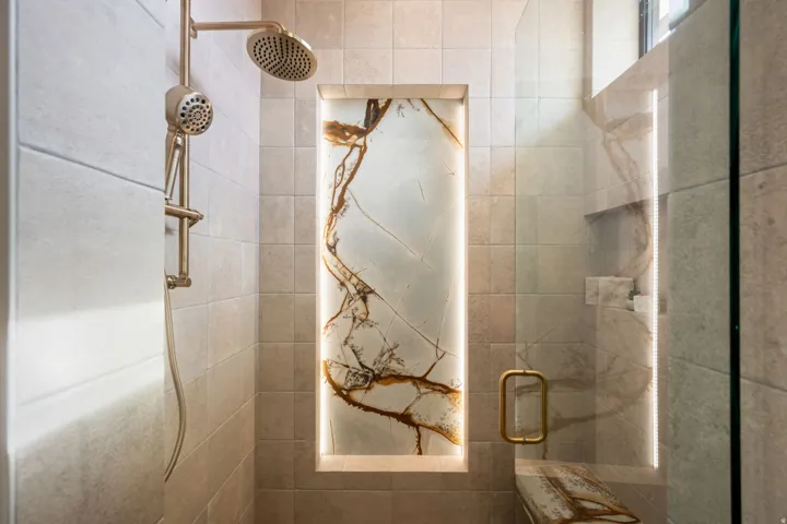 Bathroom with a stall shower