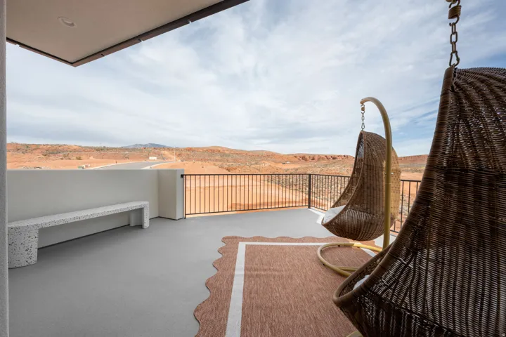Balcony with a mountain view