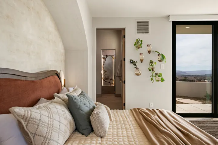 Bedroom with access to exterior and ensuite bath