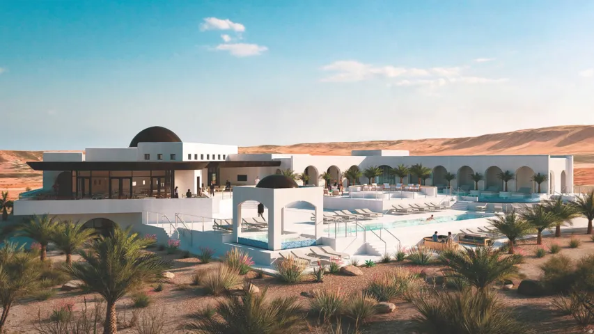 White stucco exterior with multiple domes