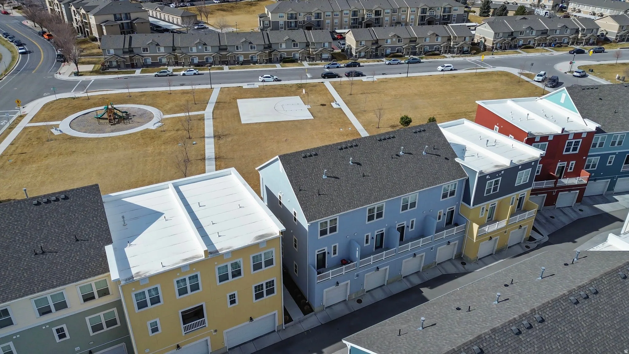 Aerial view of residential area