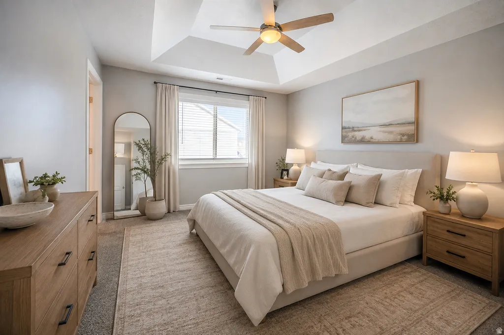 Tray ceiling with a ceiling fan light fixture