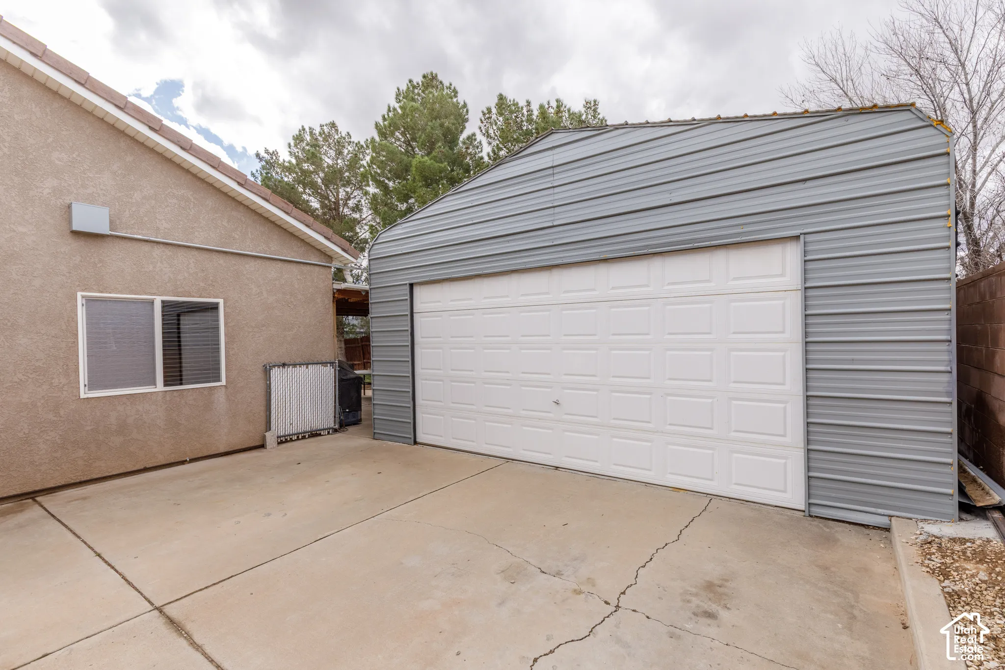 View of detached garage