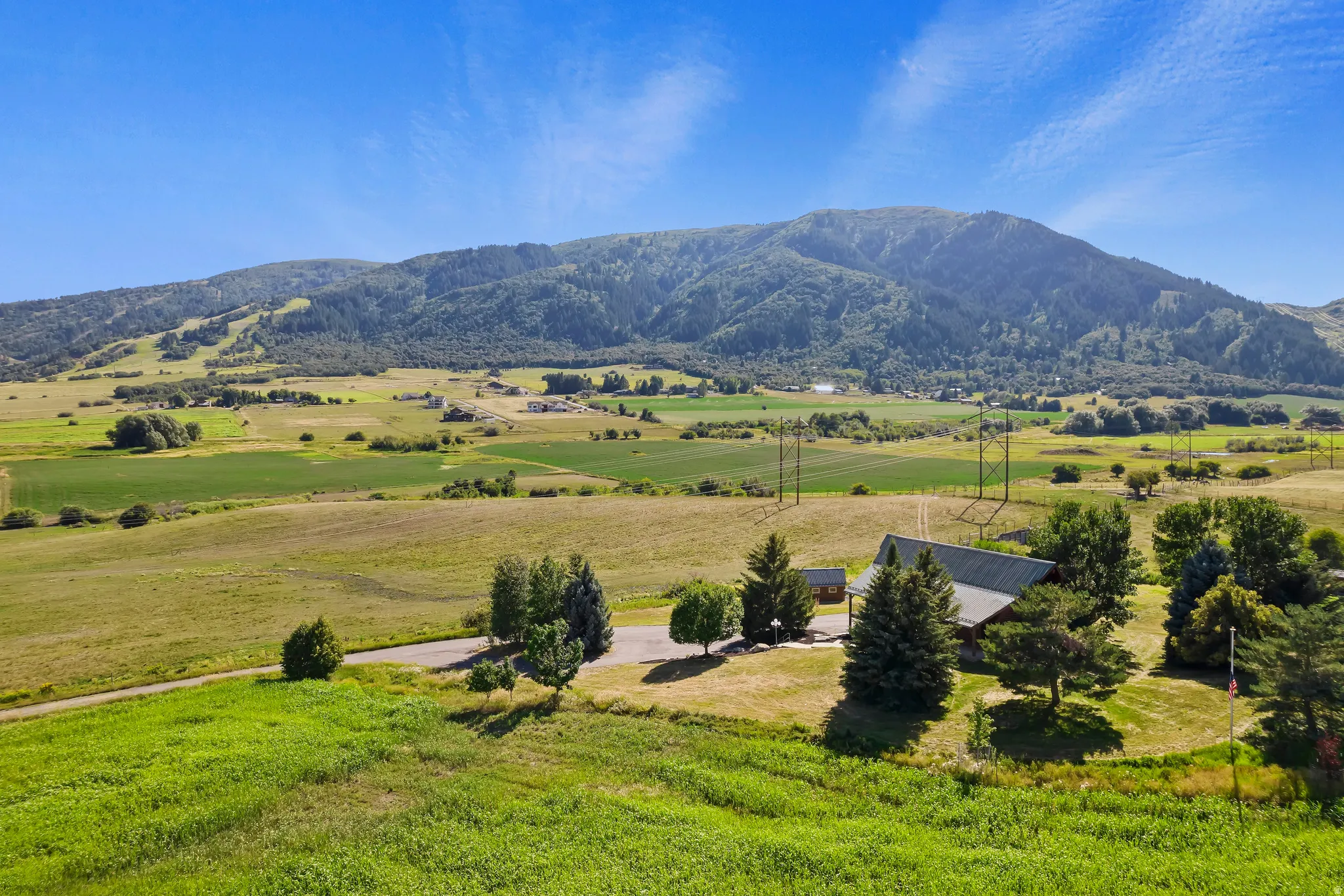 Mountain view with rural landscape