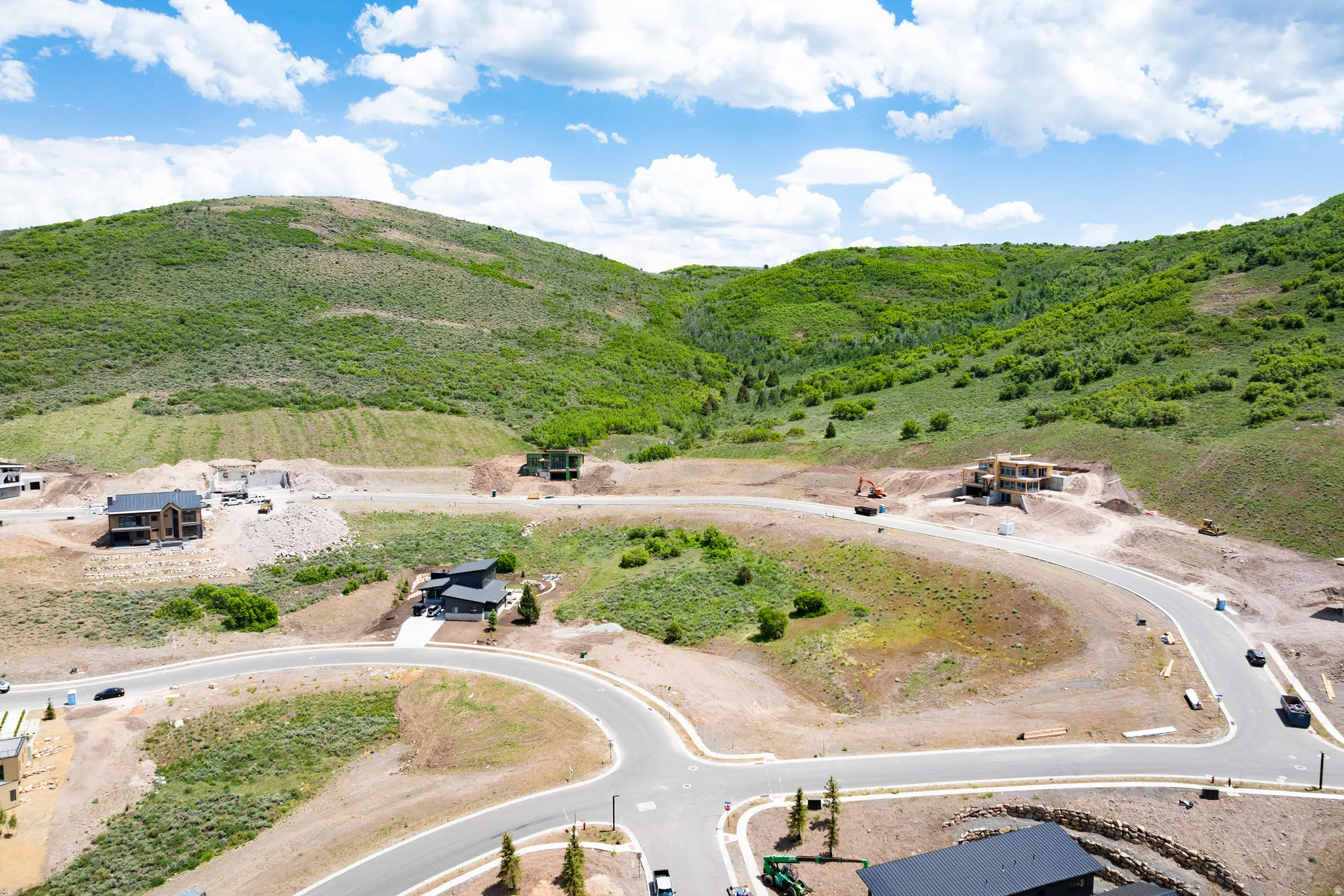 Drone / aerial view of a mountain backdrop