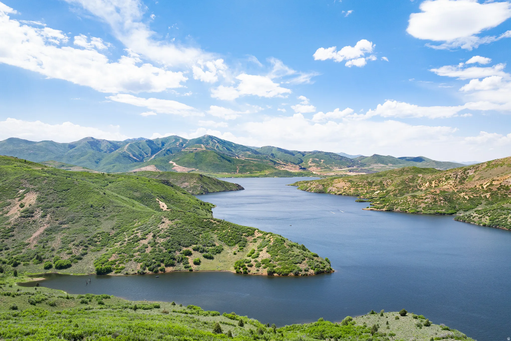 Drone / aerial view of a water and mountain view