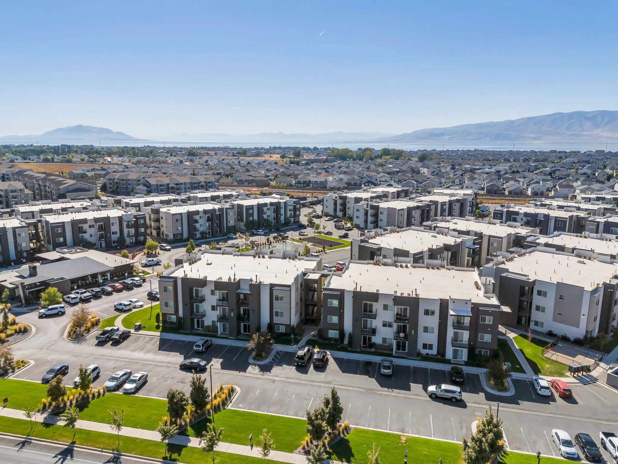 Aerial view of apartment complex